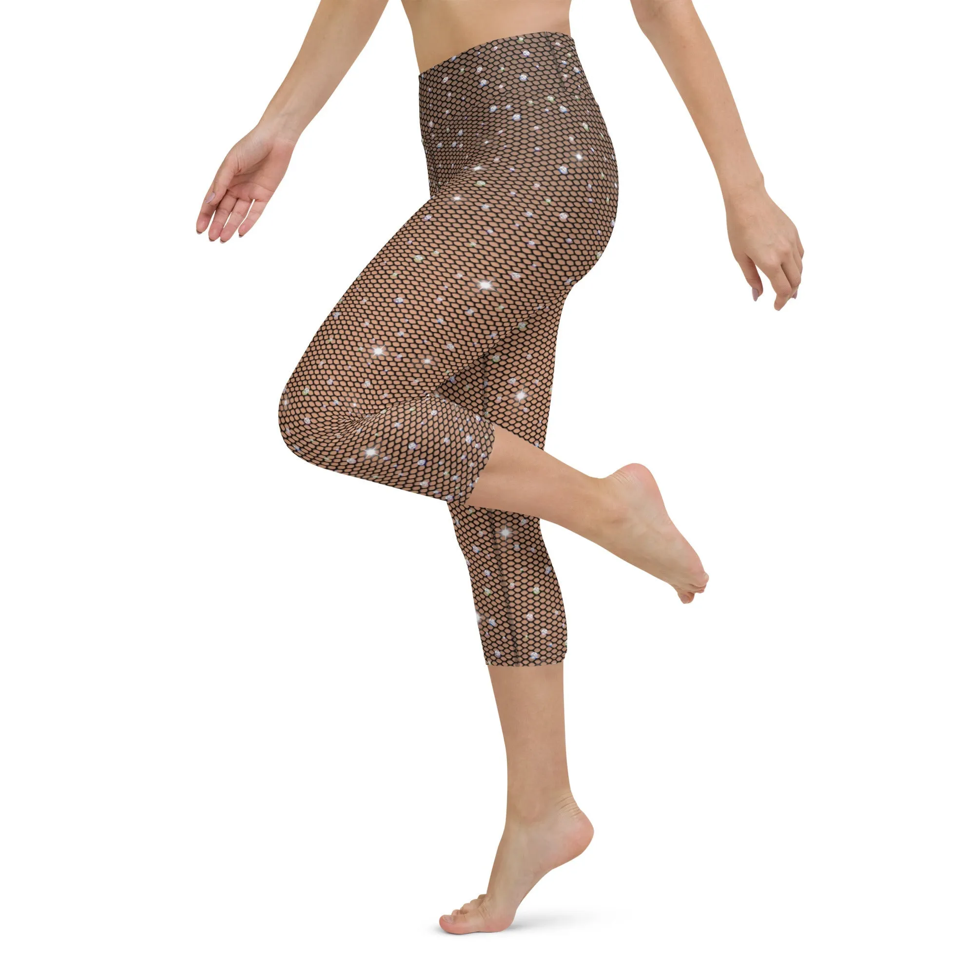 Sparkle Fishnet Print Yoga Capris