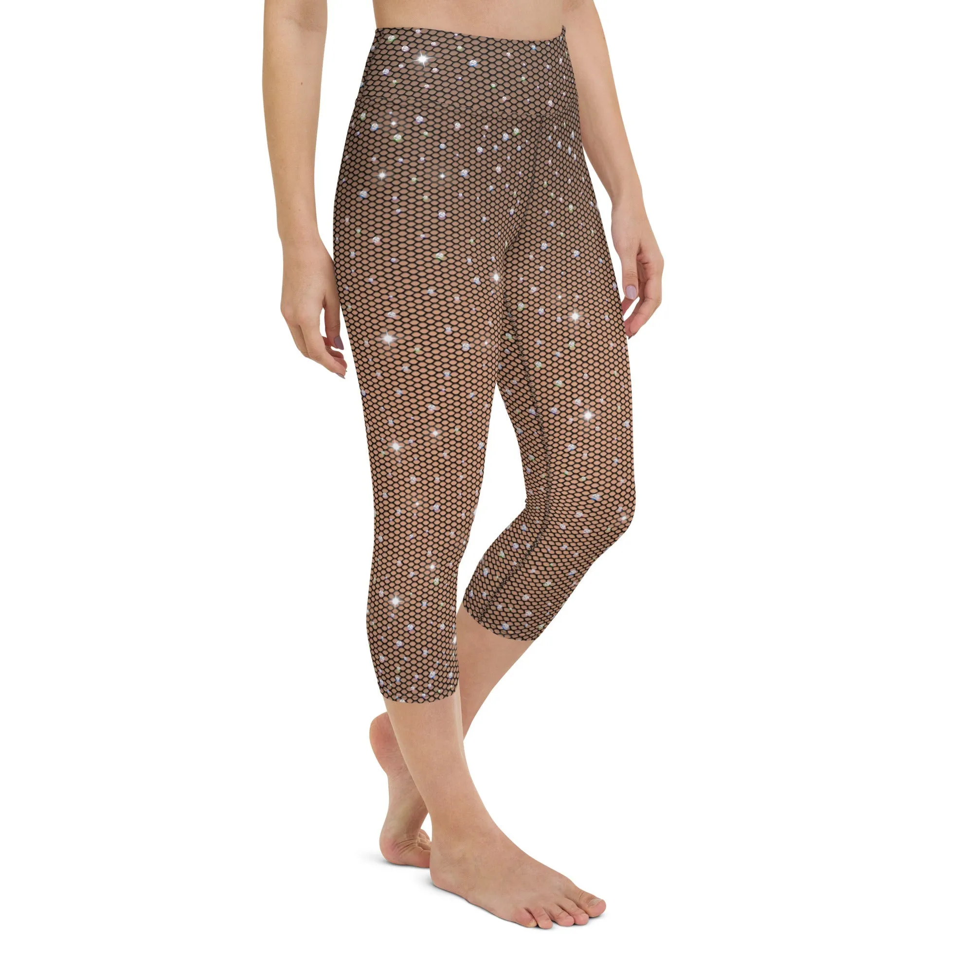 Sparkle Fishnet Print Yoga Capris