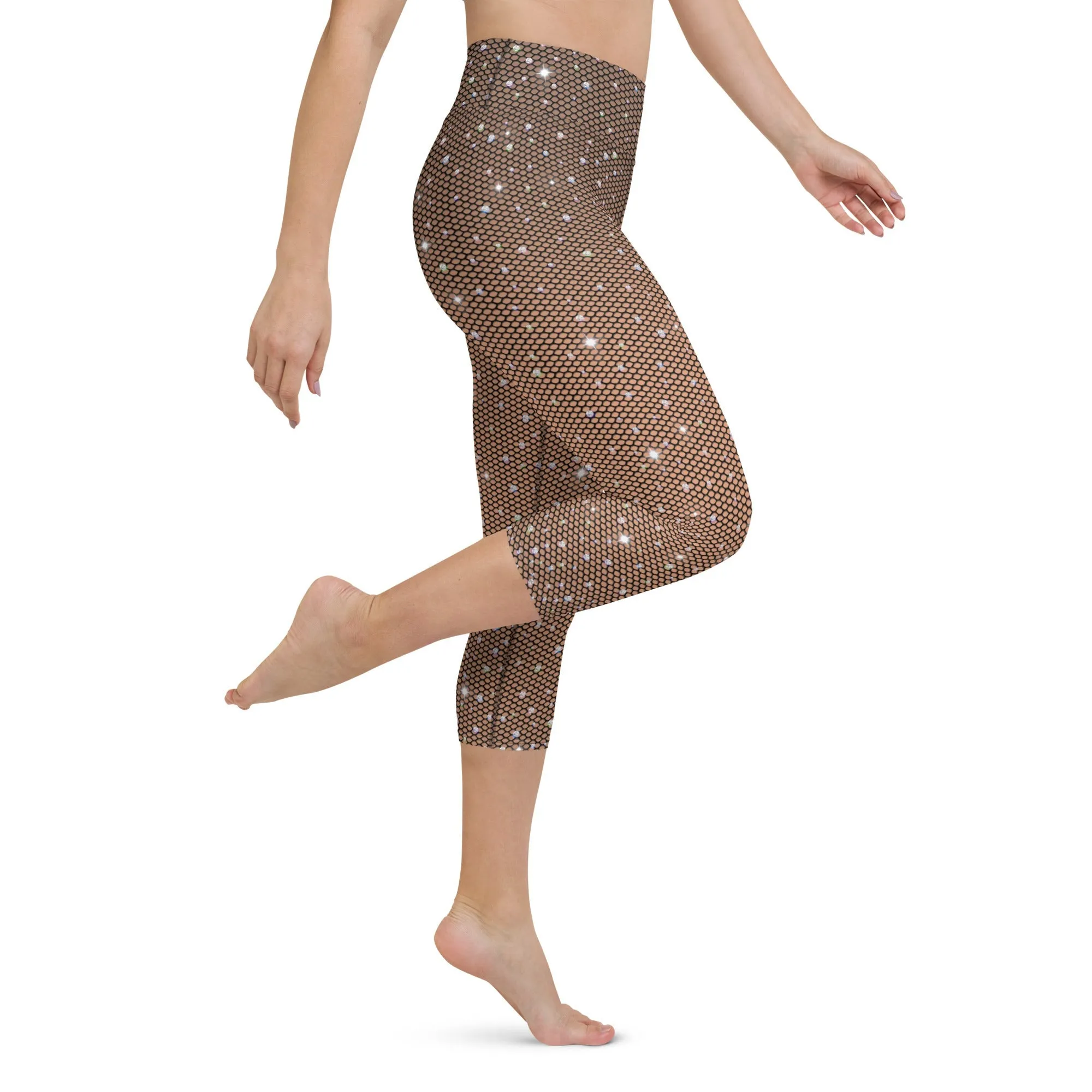 Sparkle Fishnet Print Yoga Capris