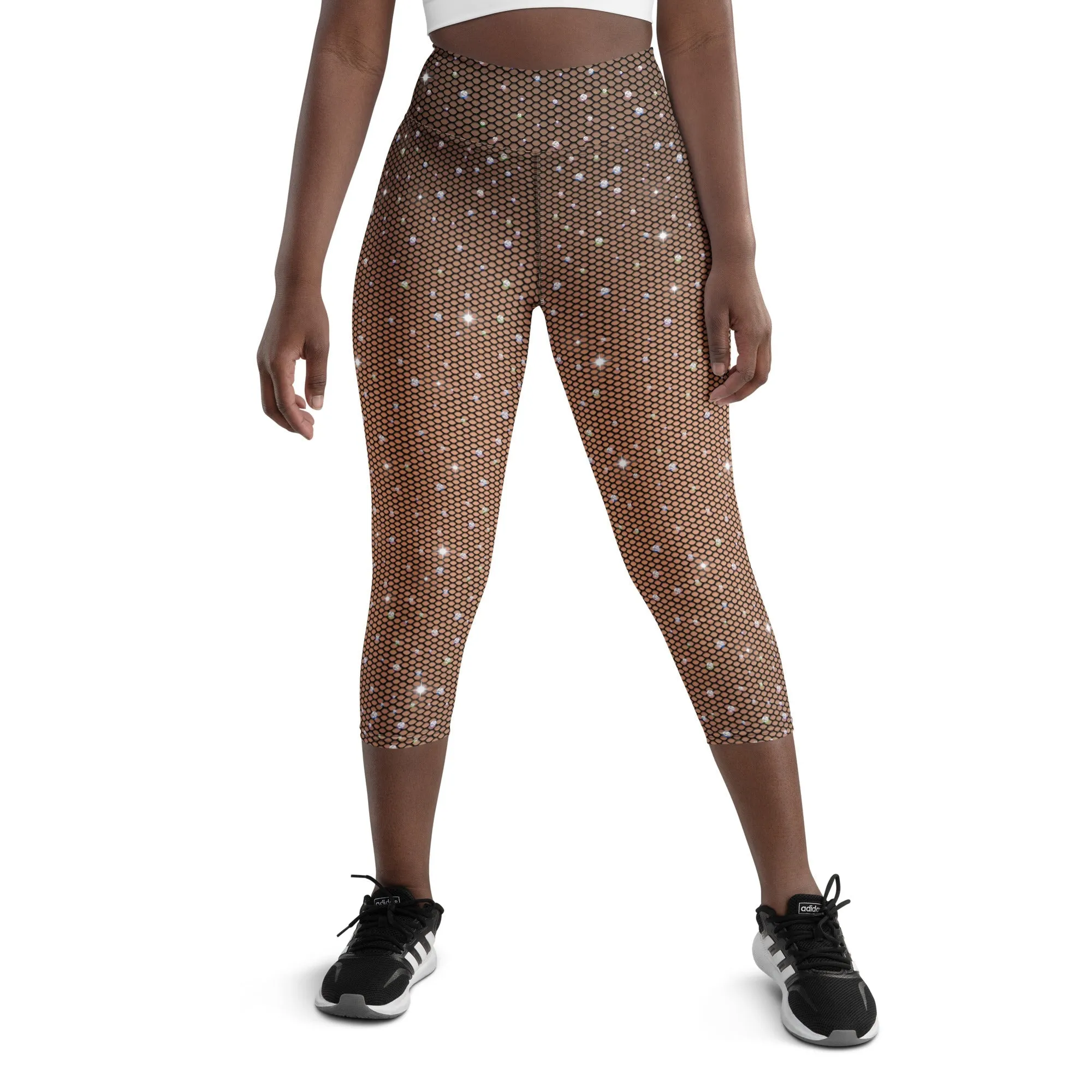 Sparkle Fishnet Print Yoga Capris