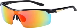 Sport Eyewear Aluminium Polarized Sunglasses Men Women Anti-Reflective Shades for Driving Cycling Fishing Golf (Orange Red)