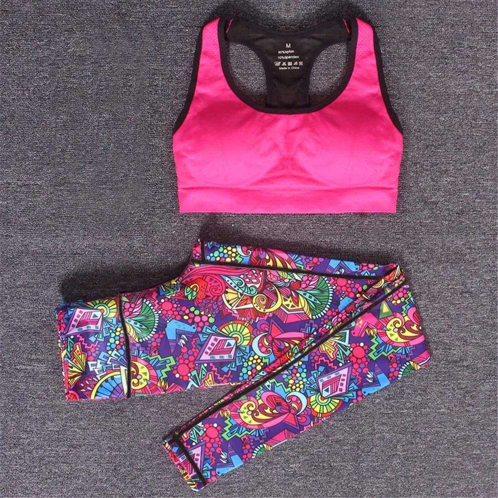 Sports Bra & Printed Leggings Yoga Set