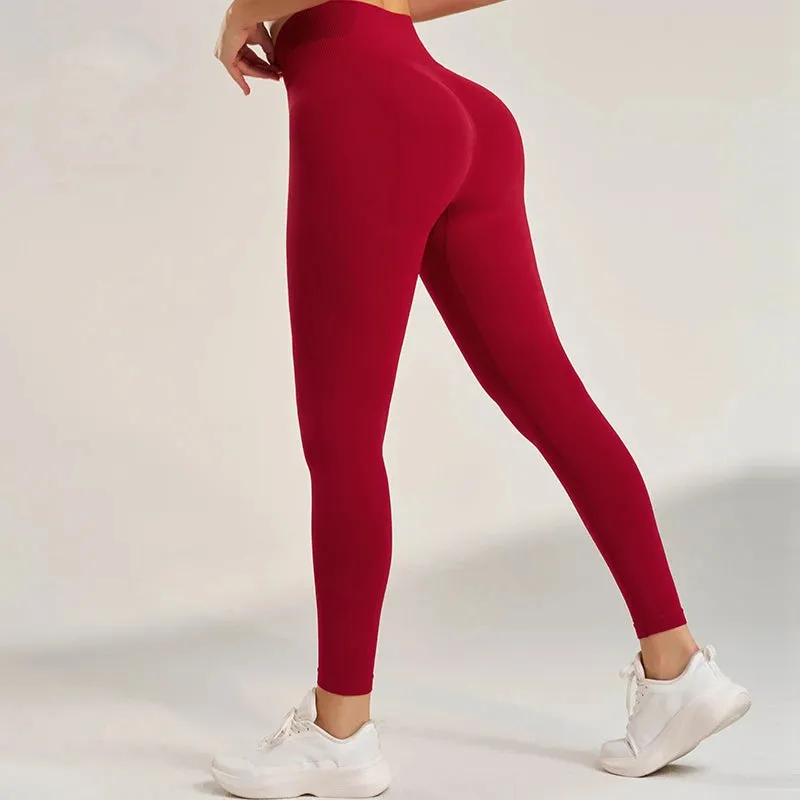 Sports High Waisted Hip Peach Bottoms Fitness Yoga Pants Jogging Cycling Skinny Nine Pants Women's Seamless Leggings