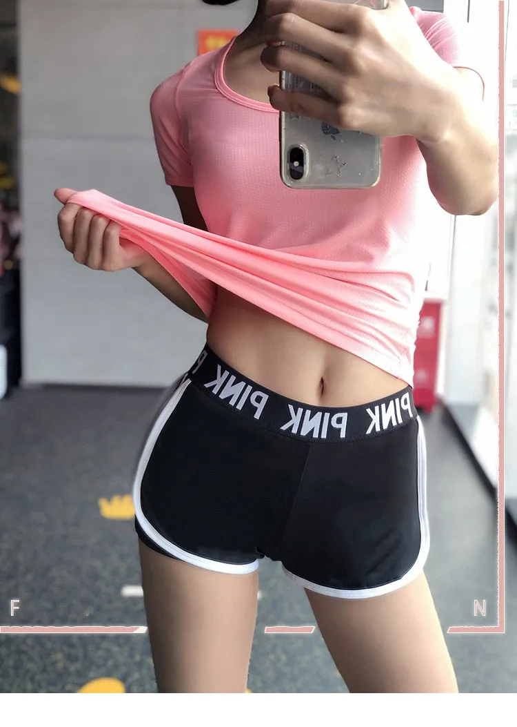 Sports running Yoga Middle Waisted Gym Fitness Elastic Quick Dry Running Shorts