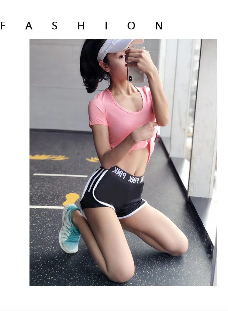 Sports running Yoga Middle Waisted Gym Fitness Elastic Quick Dry Running Shorts