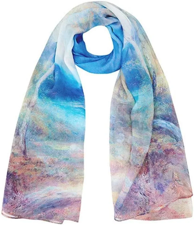 Square Large Neck Scarf Women Long Lightweight Silk Scarf Sunscreen Shawls Digital Printed Soft Lightweight