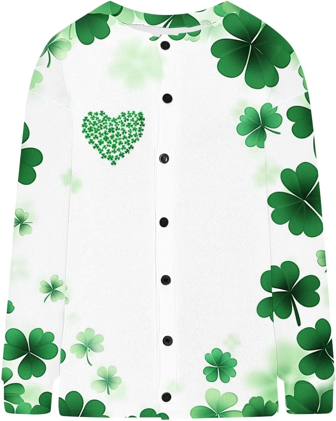 St Patricks Day Cardigan Sweaters Women Lightweight Knit Cardigans Jackets Button Down Lucky Shamrock Clover Blouse