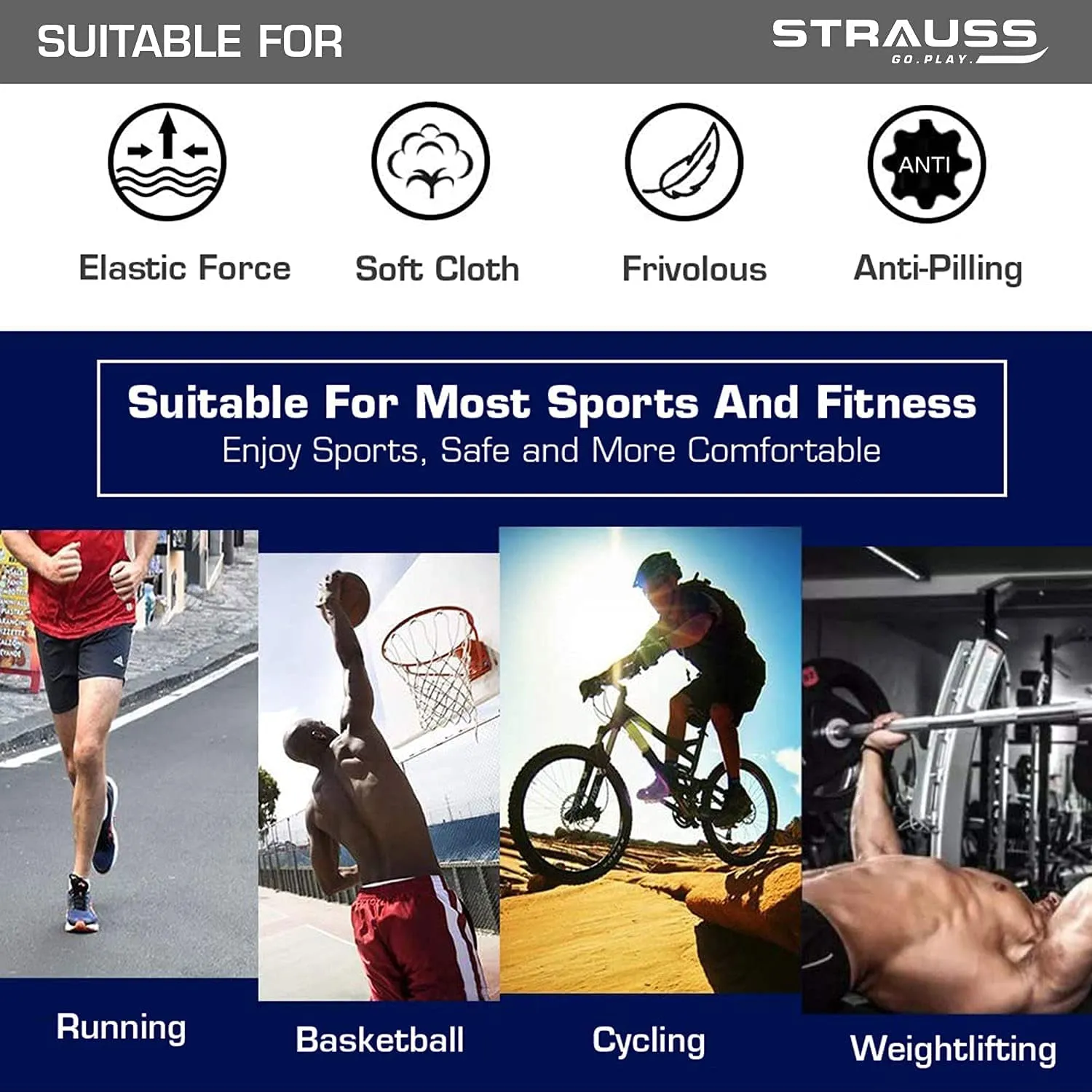 Strauss Wrist Support, Pair (Free Size, Black) with Knee Compression