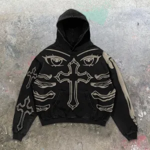 Street Style Cross Long Sleeve Hoodie