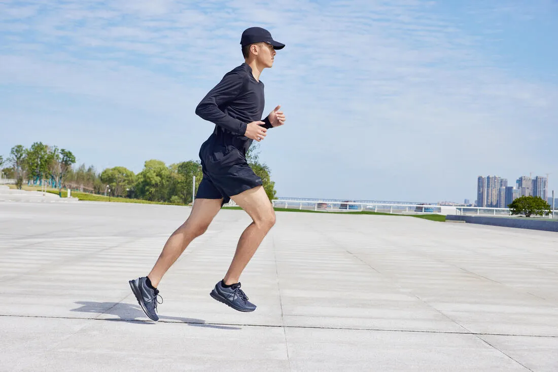 Sun Protect men's breathable long-sleeved running T-shirt - black
