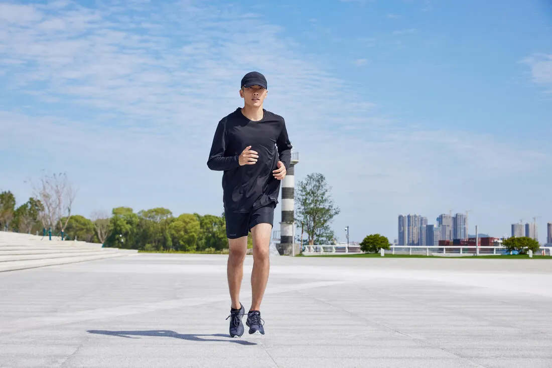 Sun Protect men's breathable long-sleeved running T-shirt - black