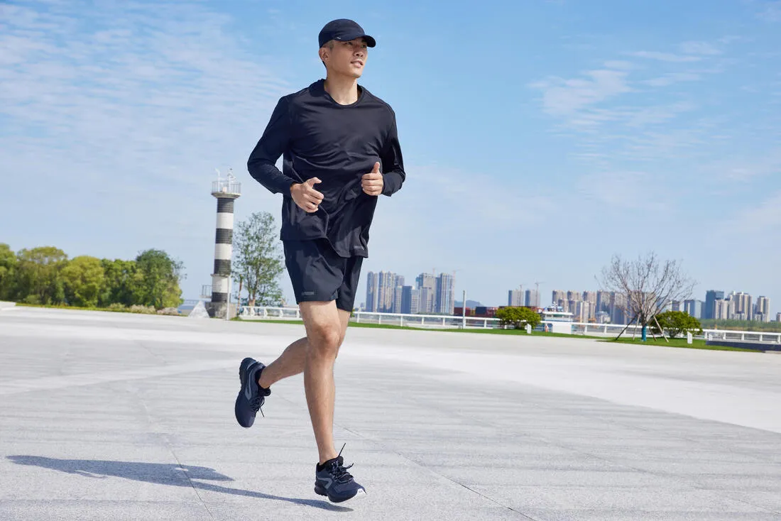 Sun Protect men's breathable long-sleeved running T-shirt - black