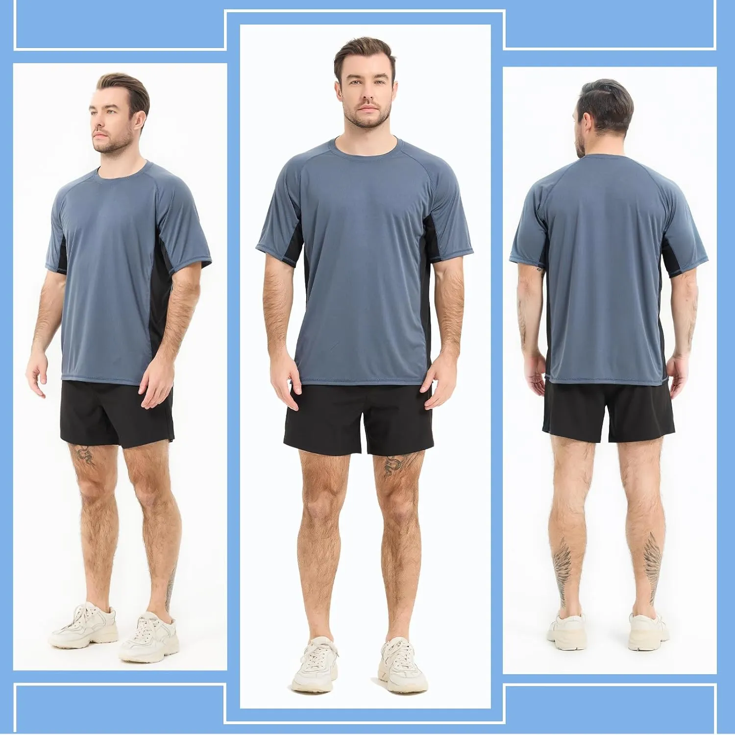 Sun Protection T-Shirts Short Sleeve Athletic Shirts for Men Quick Dry UPF 50  Workout for Running Fishing Hiking