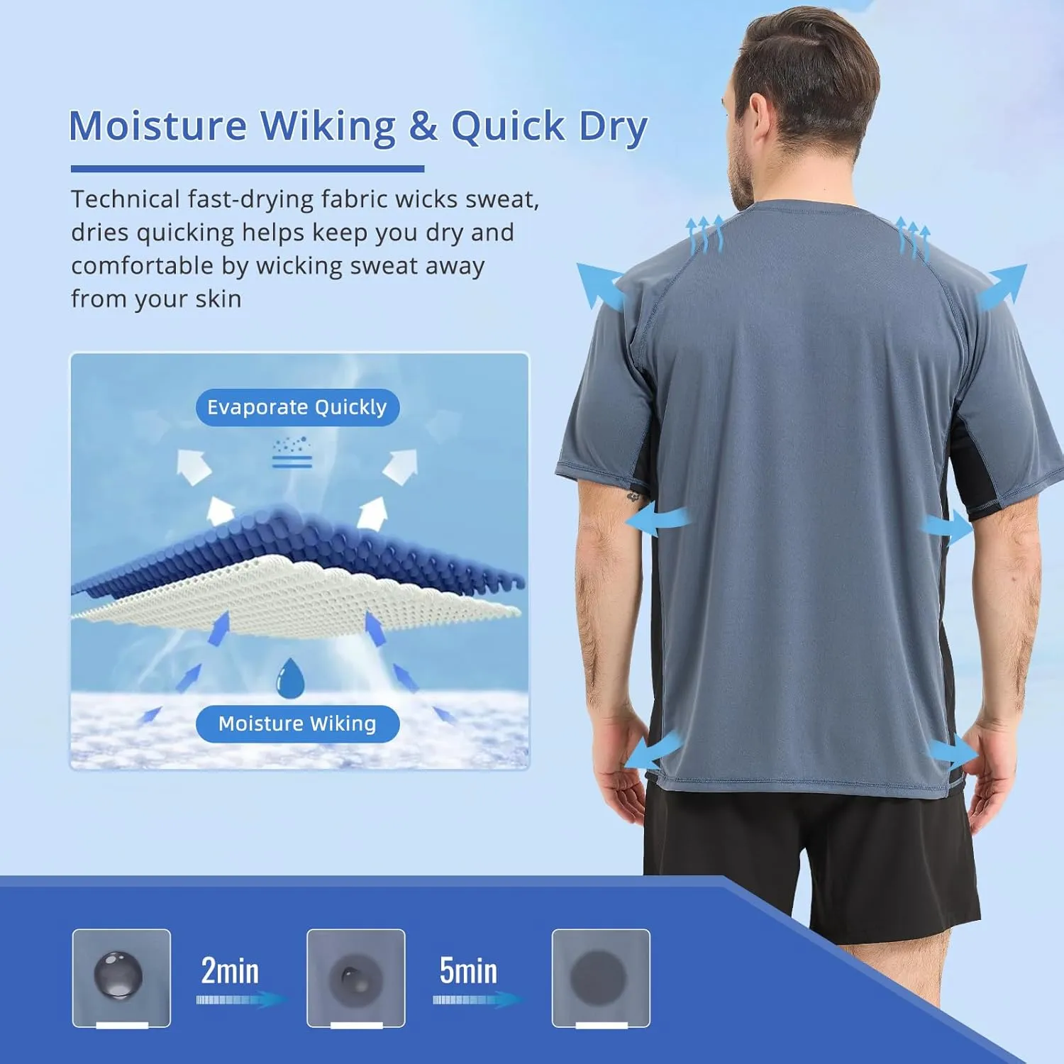 Sun Protection T-Shirts Short Sleeve Athletic Shirts for Men Quick Dry UPF 50  Workout for Running Fishing Hiking
