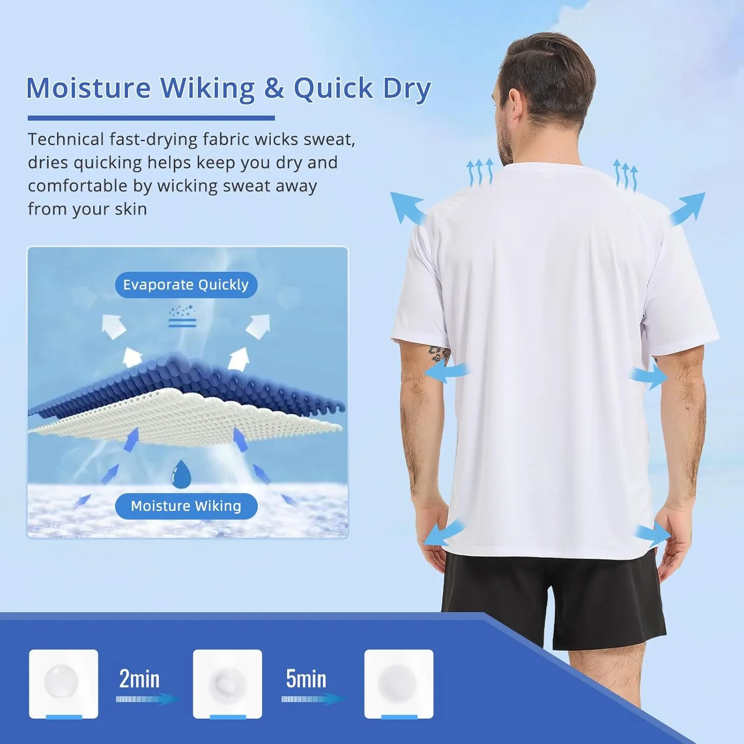 Sun Protection T-Shirts Short Sleeve Athletic Shirts for Men Quick Dry UPF 50  Workout for Running Fishing Hiking