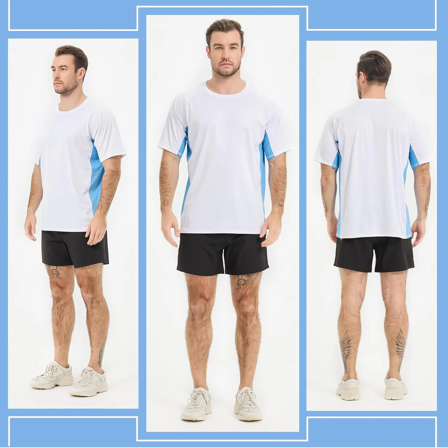 Sun Protection T-Shirts Short Sleeve Athletic Shirts for Men Quick Dry UPF 50  Workout for Running Fishing Hiking