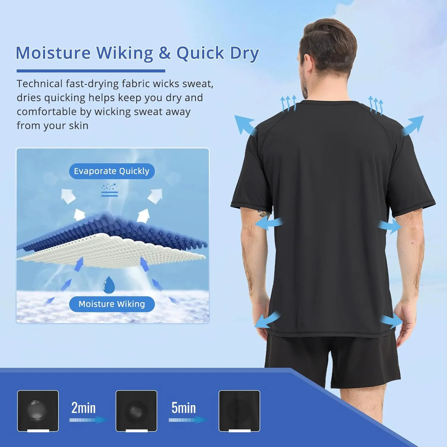 Sun Protection T-Shirts Short Sleeve Athletic Shirts for Men Quick Dry UPF 50  Workout for Running Fishing Hiking