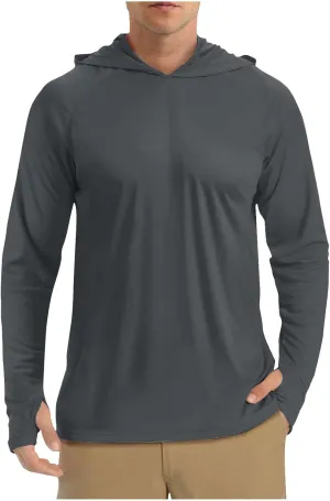 Sun Shirts for Men UPF 50  UV Protection Lightweight Fishing Hoodies Breathable Hiking Rash Guard Running Tee Shirts