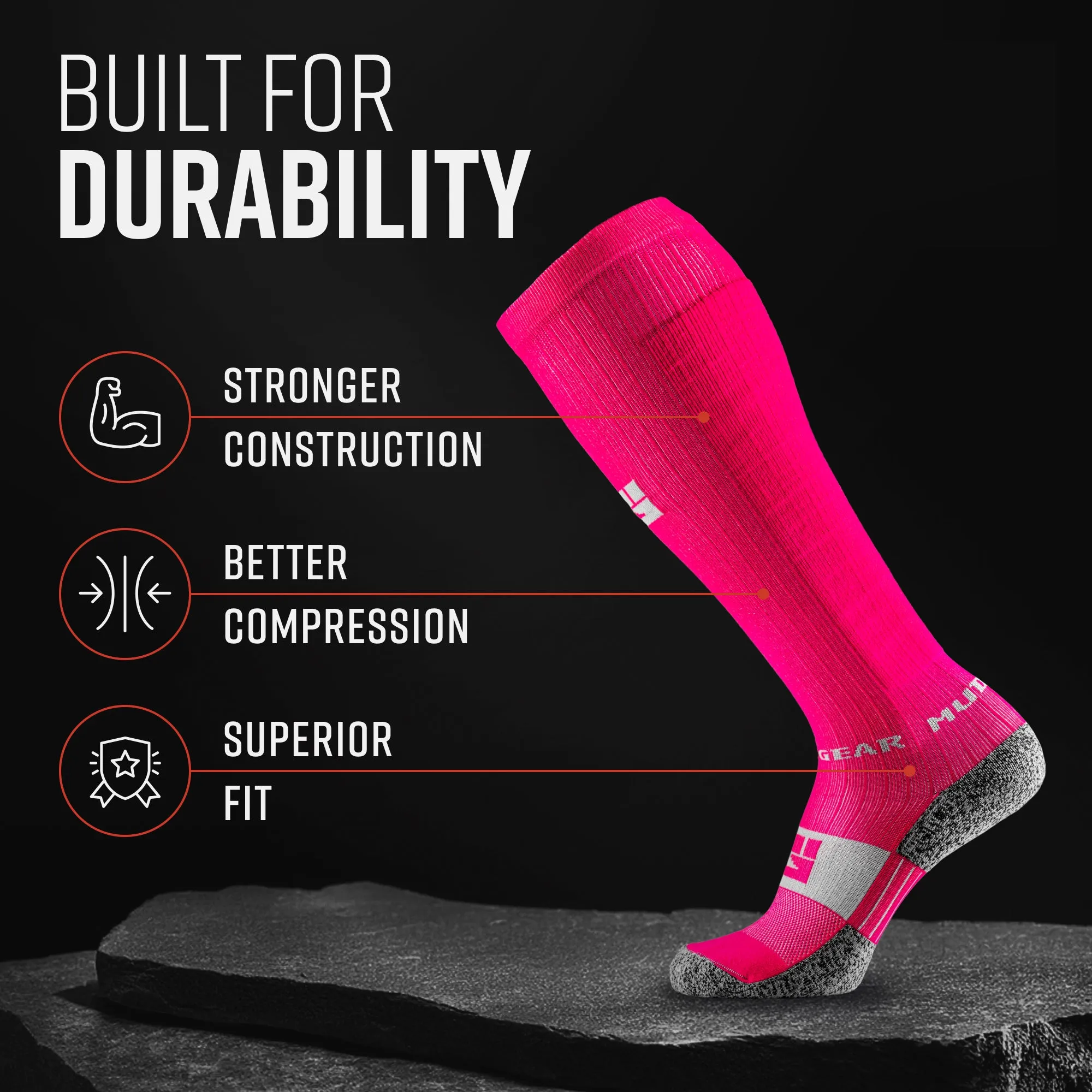 Tall Compression Socks (Pink/Gray)