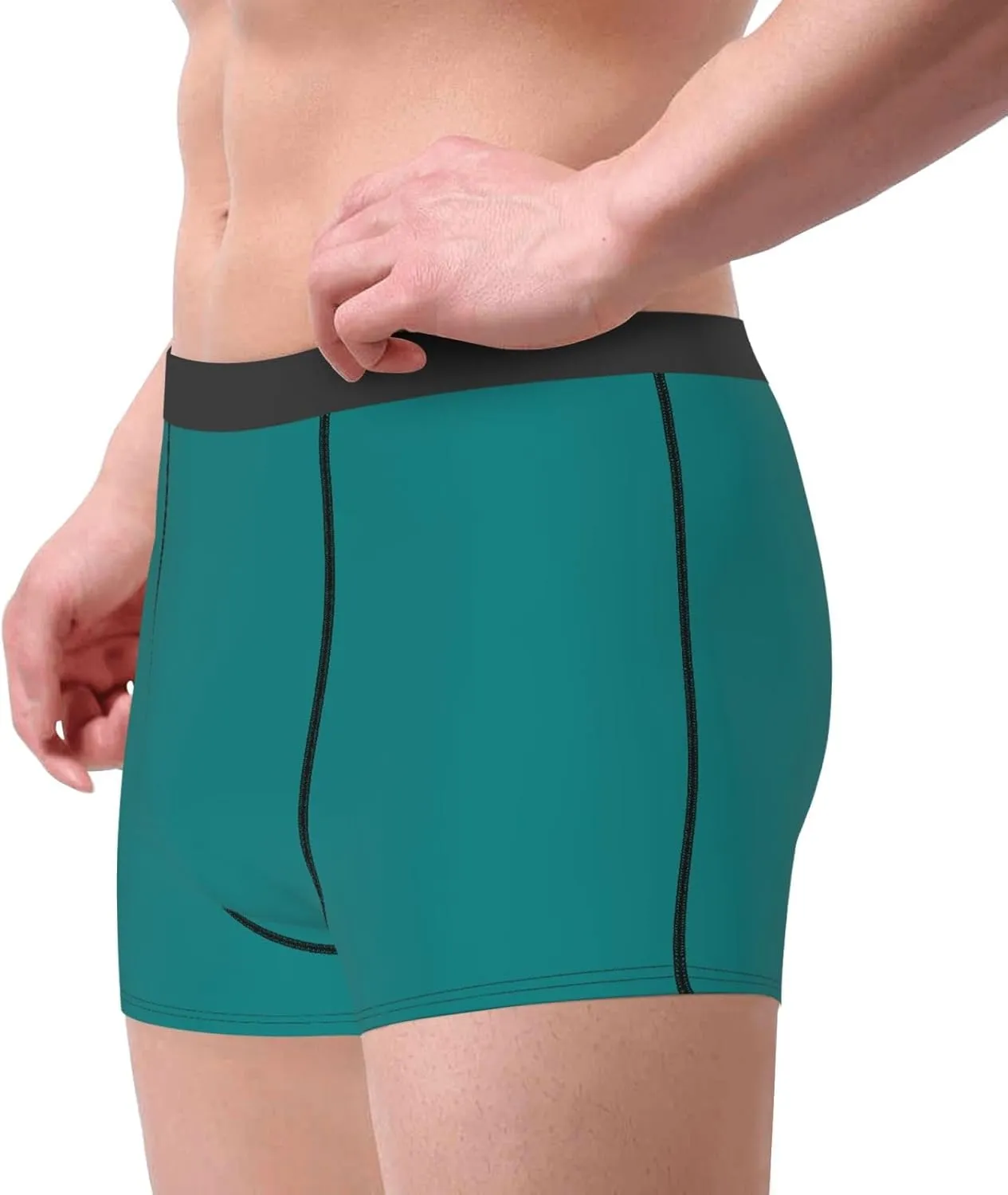 Teal Print Boxer Briefs For Men Breathable Underwear-