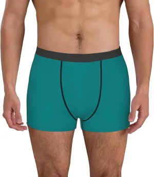 Teal Print Boxer Briefs For Men Breathable Underwear-