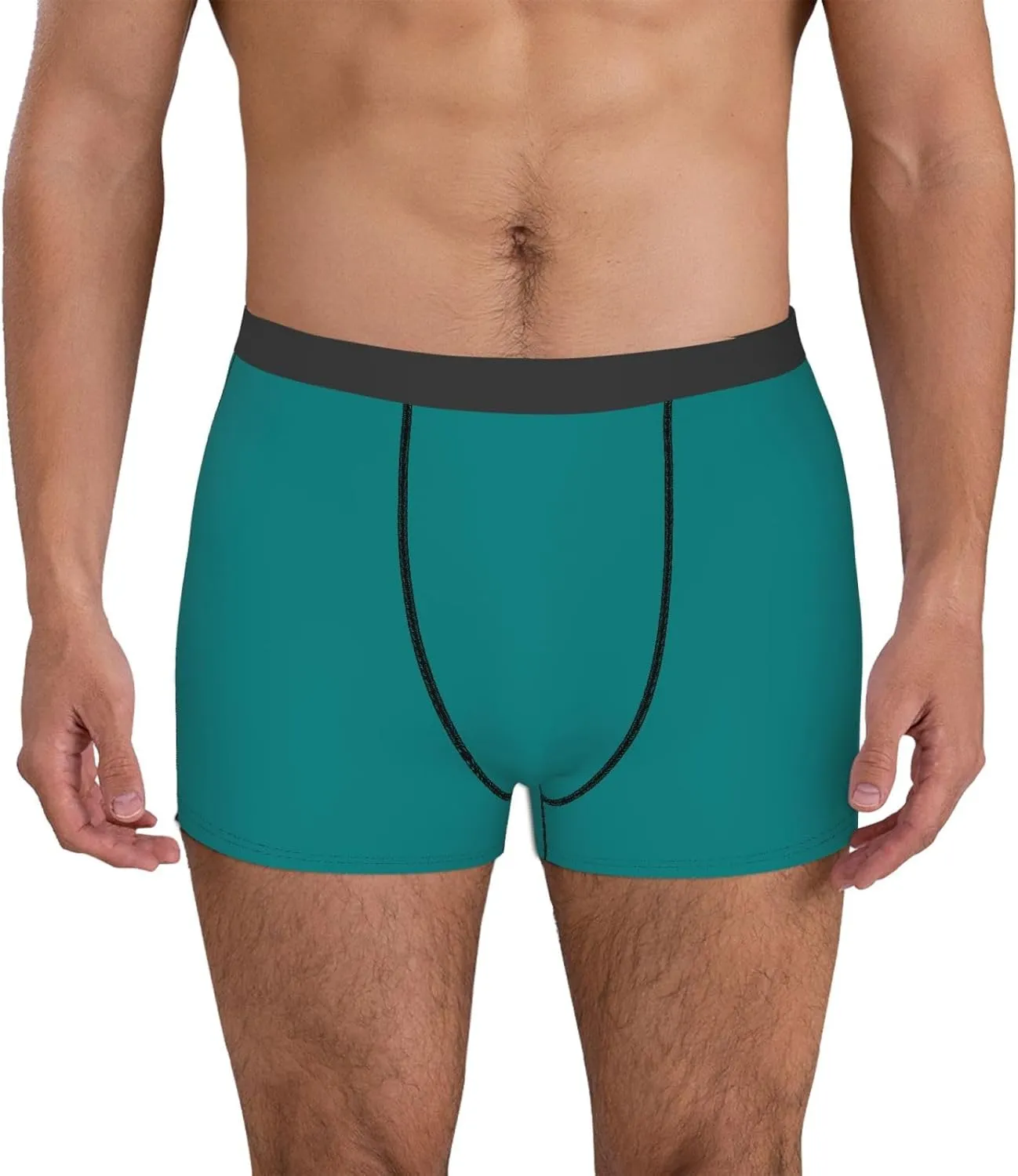 Teal Print Boxer Briefs For Men Breathable Underwear-