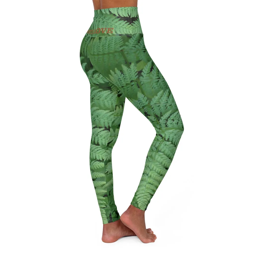 The EARTH LOVE Collection - "A Forest Fern" Design High-Waisted Yoga Leggings, Fitness Leggings, Nature-Inspired Leggings