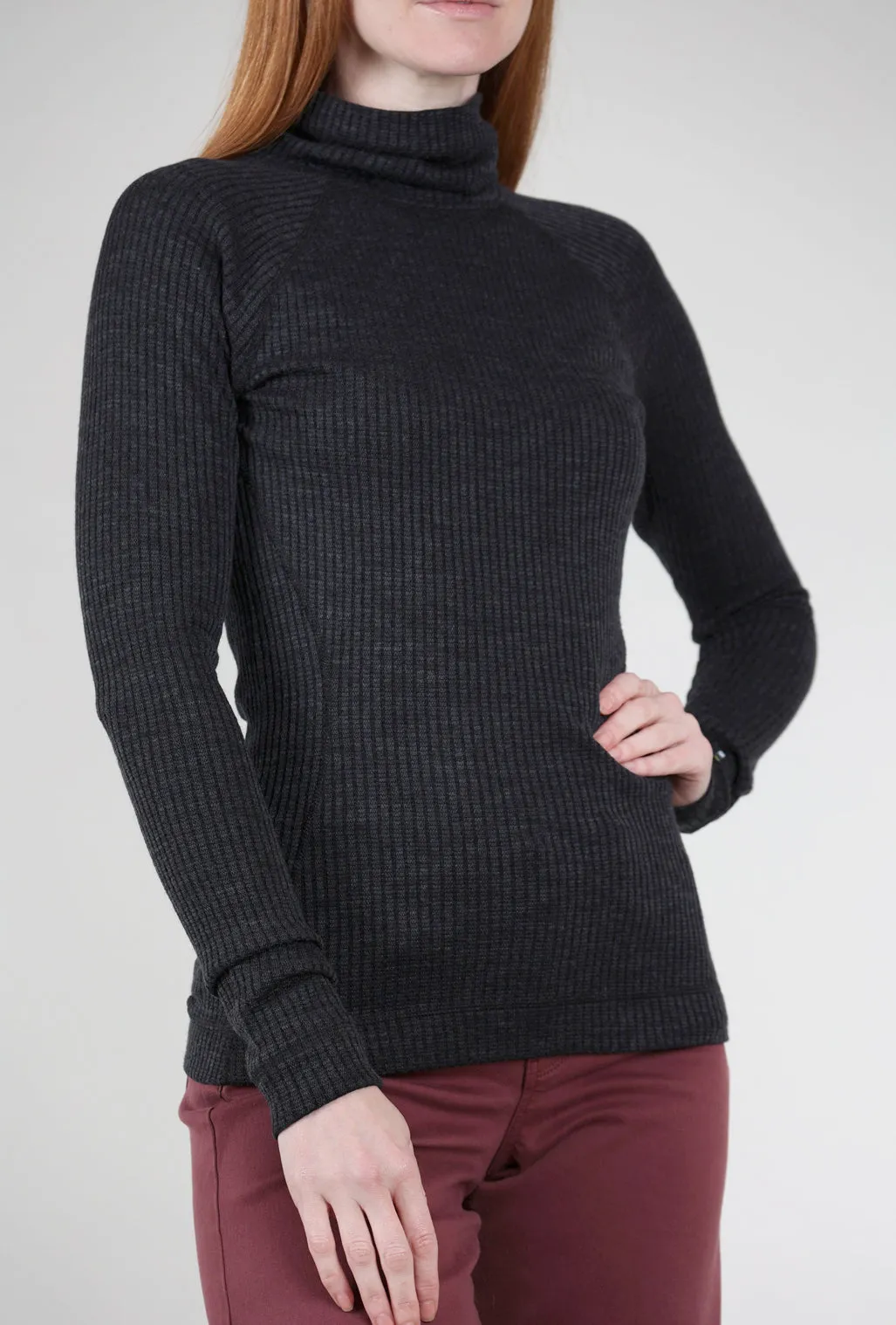 Thermal Rib Turtleneck, Mid Gray