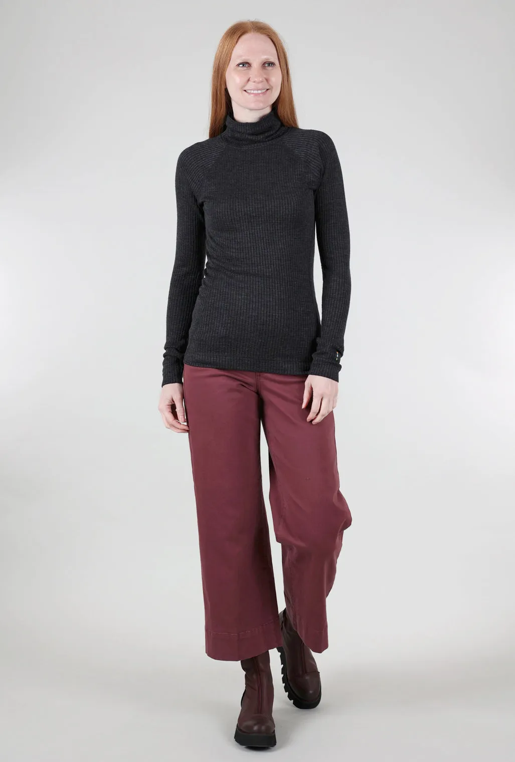 Thermal Rib Turtleneck, Mid Gray