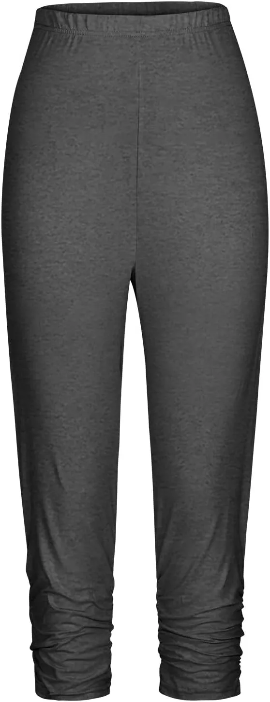 Thick High Waist Yoga Pants Length Capri Leggings 2024 Summer Cropped Pants Casual Solid Comfy Capris Casual Knee