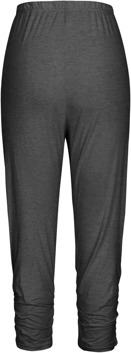 Thick High Waist Yoga Pants Length Capri Leggings 2024 Summer Cropped Pants Casual Solid Comfy Capris Casual Knee