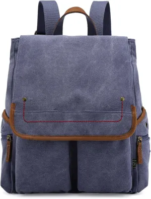 TSD Brand Canvas Backpack Lightweight Travel Daypack Carry On Laptop Backpack Lightweight Hiking Backpack (Navy)