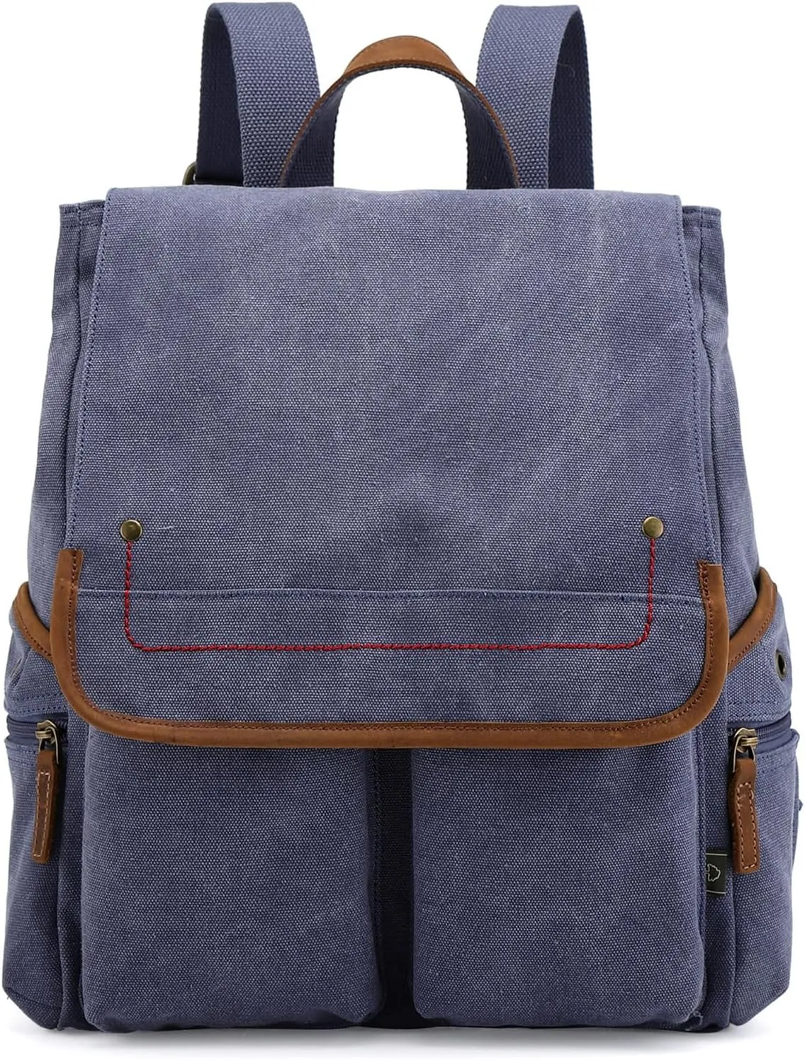 TSD Brand Canvas Backpack Lightweight Travel Daypack Carry On Laptop Backpack Lightweight Hiking Backpack (Navy)