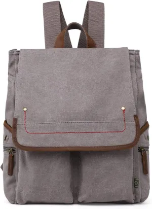 TSD Brand Canvas Backpack Lightweight Travel Daypack Lightweight Carry On Laptop Backpack Hiking Backpack(Gray)