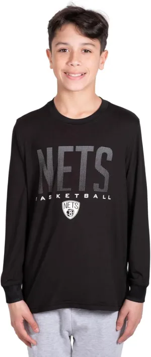 Ultra Game NBA Official Youth Super Soft Long Sleeve T-Shirt, Brooklyn Nets, Team Color|Brooklyn Nets