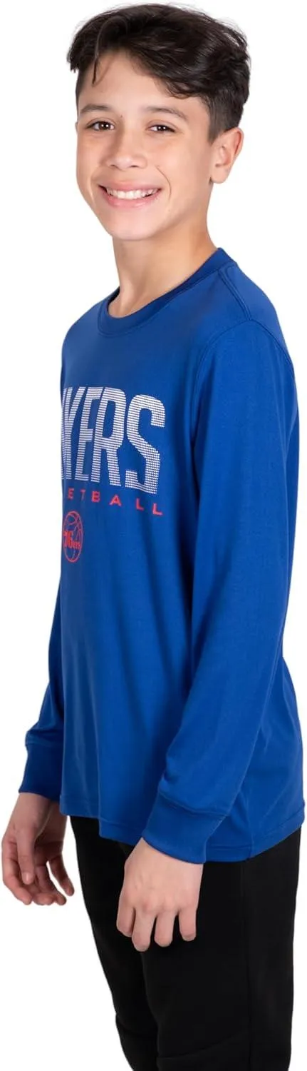 Ultra Game NBA Official Youth Super Soft Long Sleeve T-Shirt, Philadelphia 76ers, Team Color|Philadelphia 76ers
