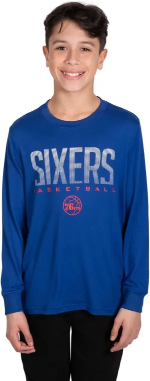 Ultra Game NBA Official Youth Super Soft Long Sleeve T-Shirt, Philadelphia 76ers, Team Color|Philadelphia 76ers