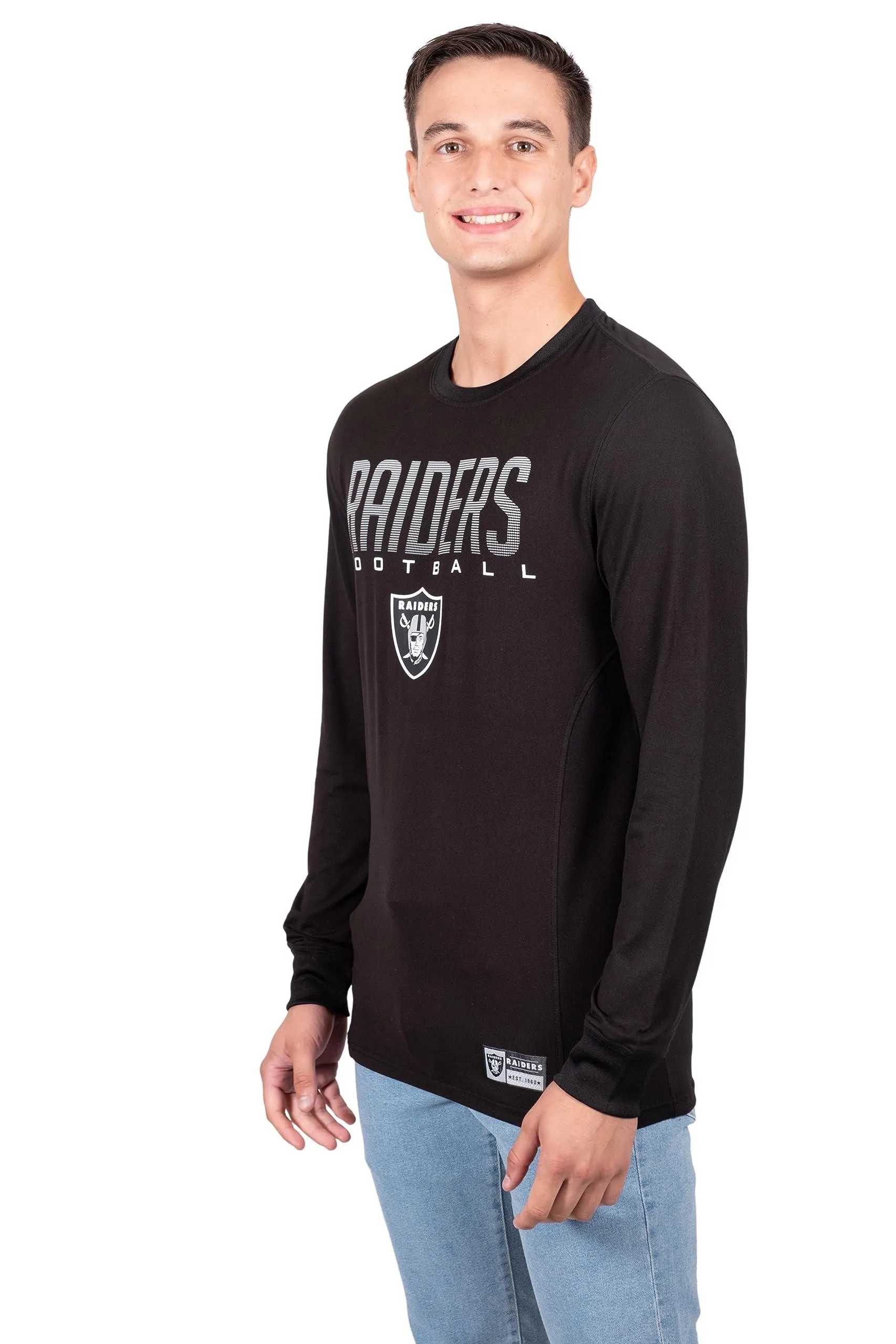 Ultra Game NFL Official Adults Super Soft Game Day Long Sleeve T-Shirt - Unisex, Las Vegas Raiders, Team Color|Las Vegas Raiders