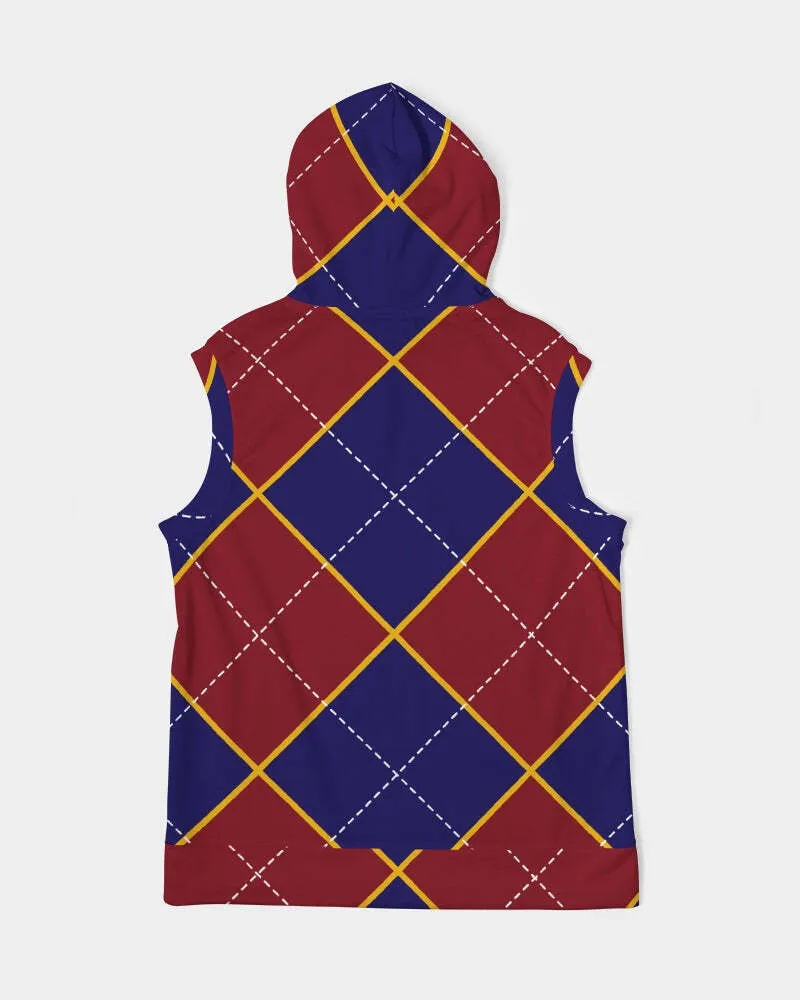 Uniquely You Mens Hoodie - Sleeveless Top / Red and Blue Argyle - S2101M0