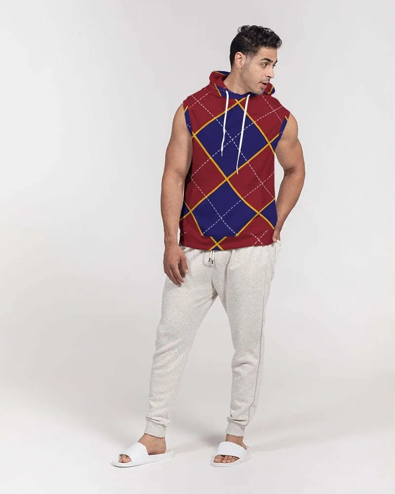 Uniquely You Mens Hoodie - Sleeveless Top / Red and Blue Argyle - S2101M0