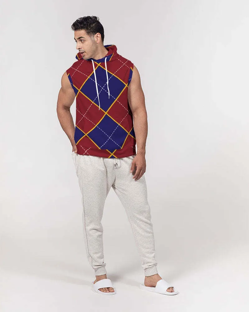 Uniquely You Mens Hoodie - Sleeveless Top / Red and Blue Argyle - S2101M0
