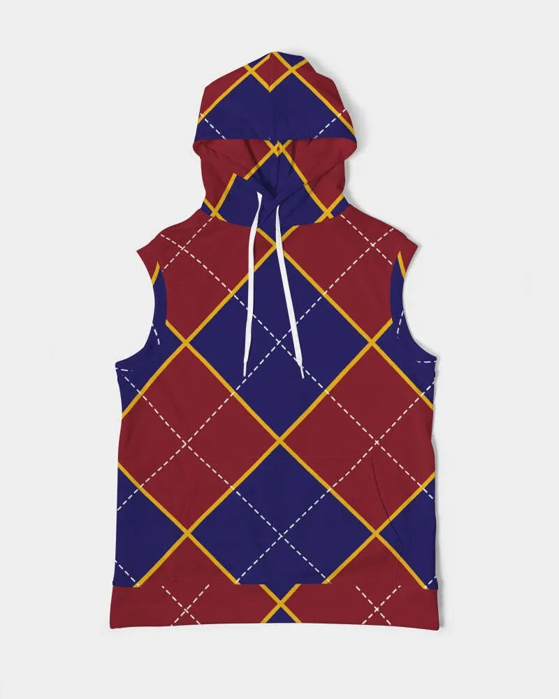 Uniquely You Mens Hoodie - Sleeveless Top / Red and Blue Argyle - S2101M0