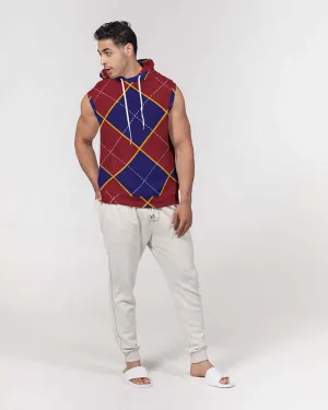 Uniquely You Mens Hoodie - Sleeveless Top / Red and Blue Argyle - S2101M0