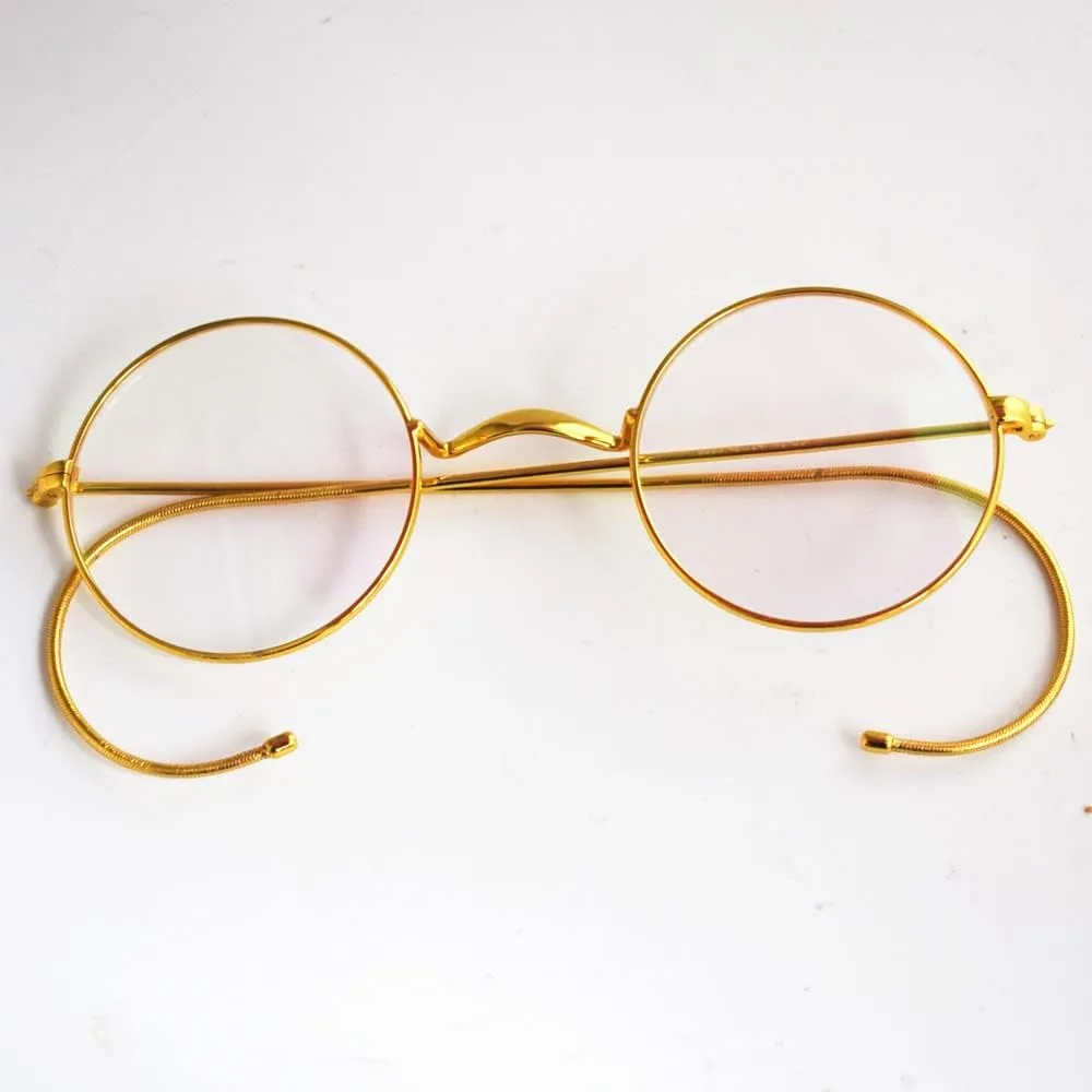 Vintage Round Eyeglasses Frames Antique Flexible Wire Rim Glasses Full Rim Unisex