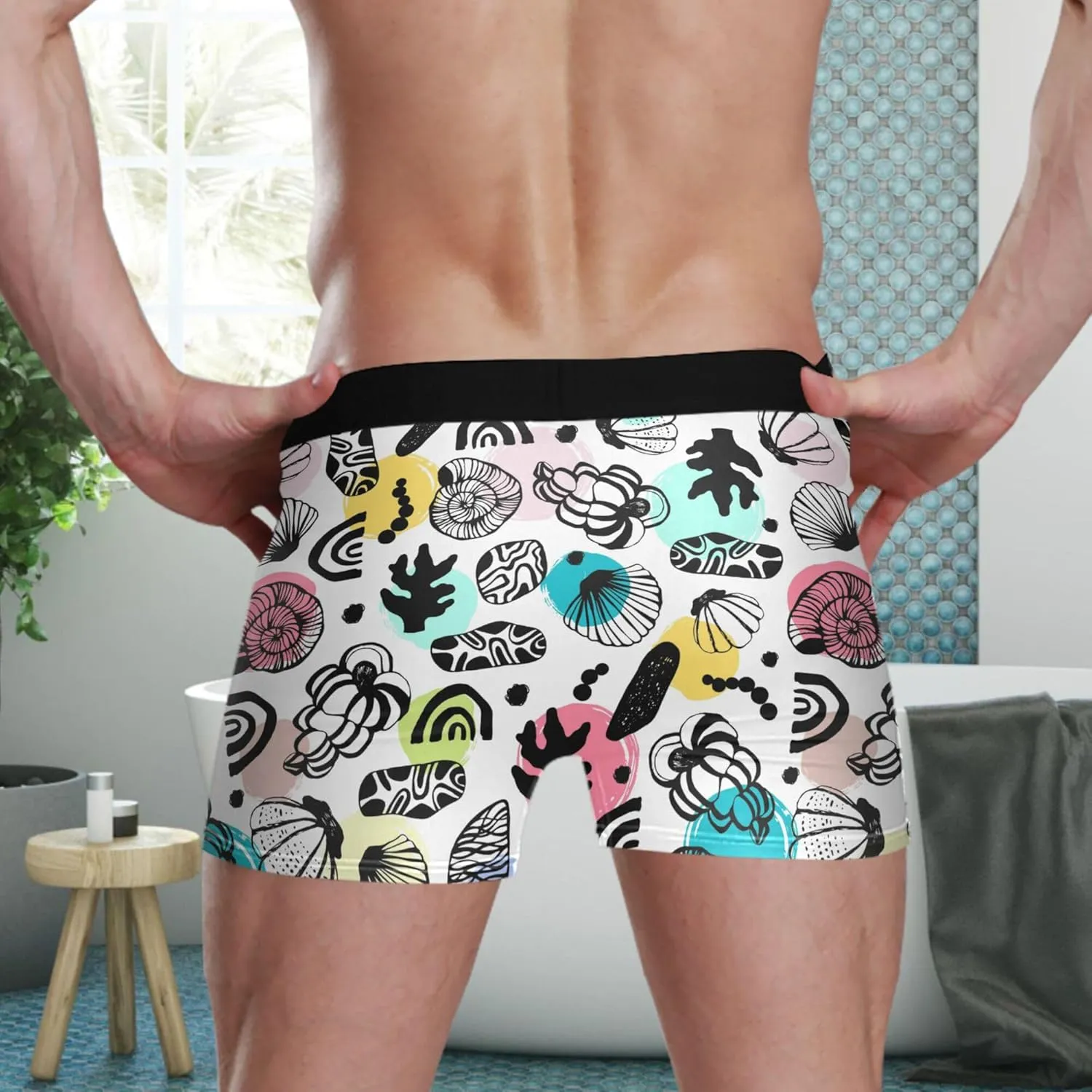 visesunny Mens Boxer Briefs Underwear Flyless Anti-Chafing Moisture Wicking Funny Underpants