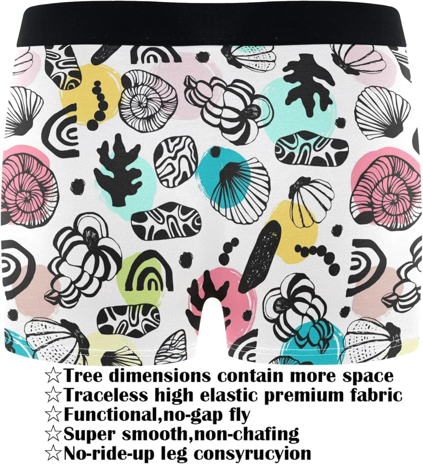 visesunny Mens Boxer Briefs Underwear Flyless Anti-Chafing Moisture Wicking Funny Underpants
