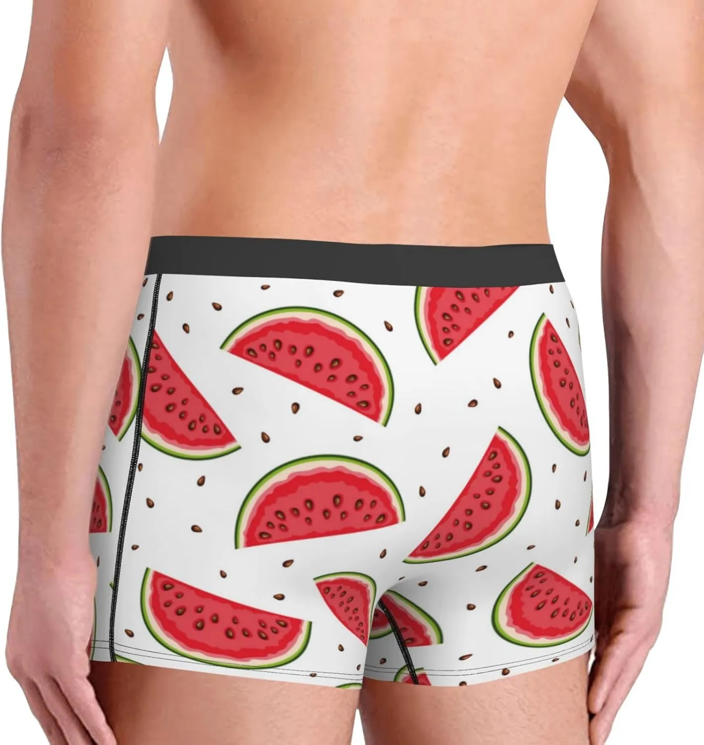 Watermelon Print Boxer Briefs For Men Breathable Underwear-