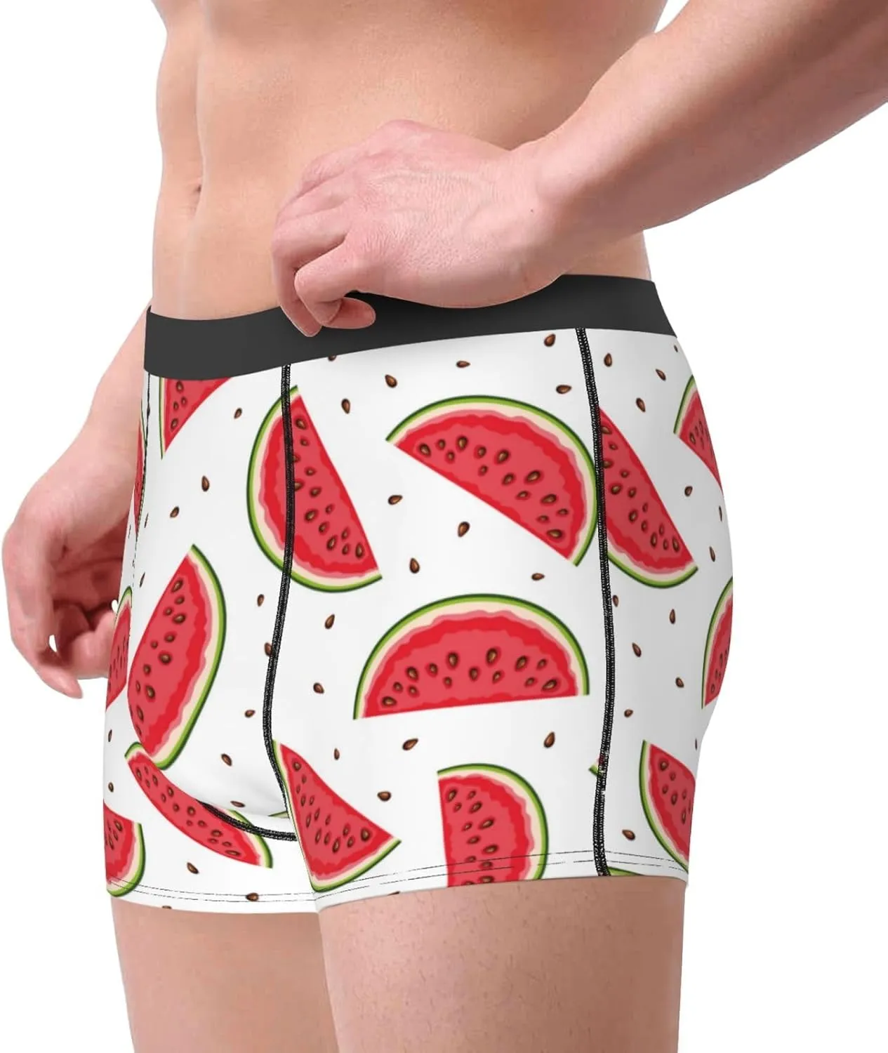 Watermelon Print Boxer Briefs For Men Breathable Underwear-