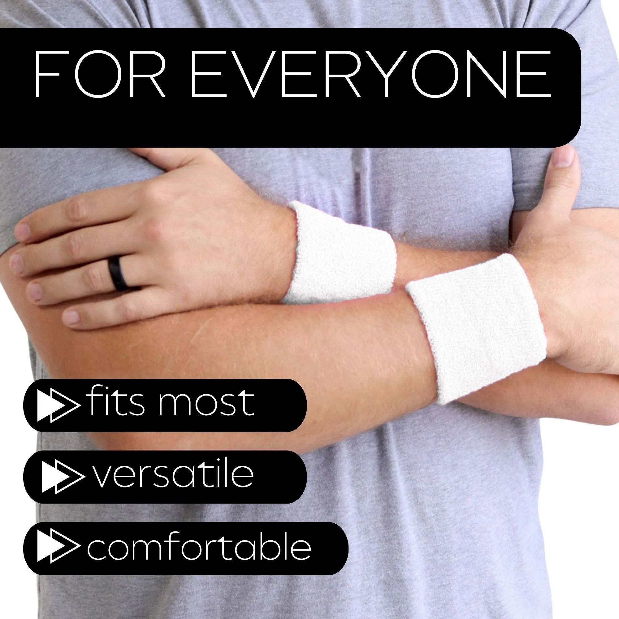 White Wrist Sweatbands - 2 Pack