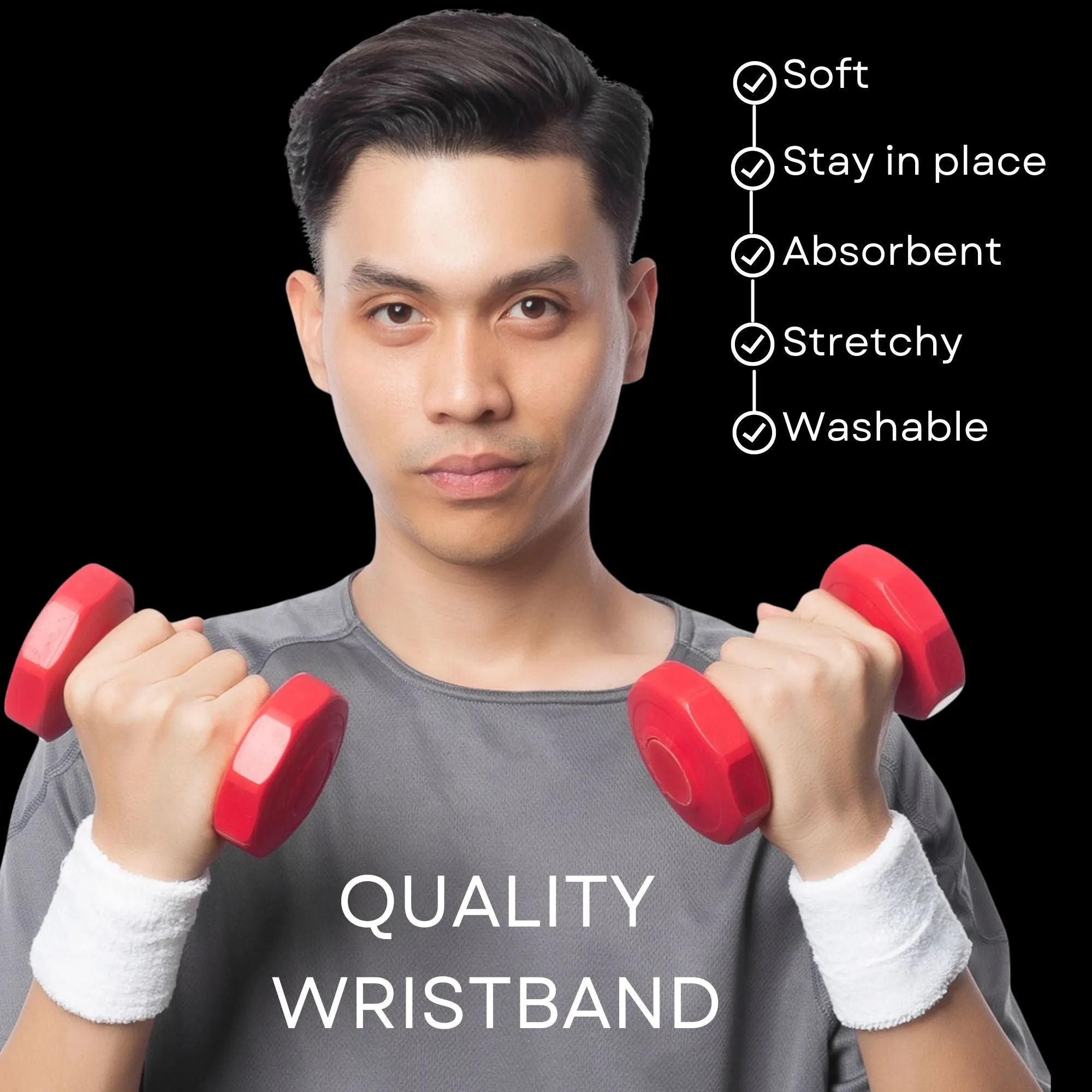 White Wrist Sweatbands - 2 Pack
